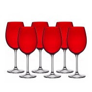 Jogo 6 Taças 580ml Bordeaux Vermelho Cristal Ecológico Bohemia